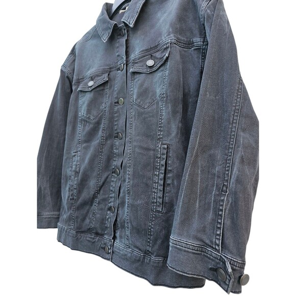 Free People Jean Jacket Washed Black Denim Trucker Size Small S Stretch - Picture 13 of 15